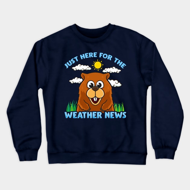 Groundhog Day Just Here For Te Weather News Crewneck Sweatshirt by E